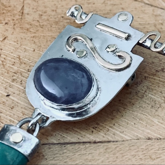 Vintage Southwestern Sterling Pin or Pendant, 14k Gold, Turquoise and Amethyst - Picture 17 of 17